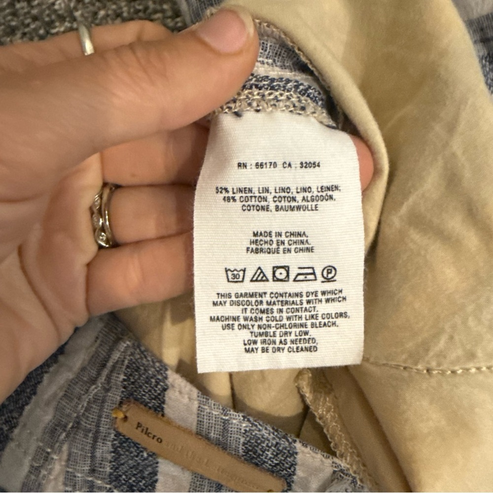 Anthropologie Linen Blue Stripe Wide Leg High-Rise Stripe Pants - Picture 7 of 8